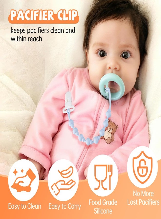 Fevbcnrj 4 Pack Pacifier Clip Compatible with Tommee Tippee, One Piece Silicone Pacifier Holder Clips, Rust-Free Soft Silicone, Flexible Clip with Stylish Round Design, Ideal for Pacifiers and Teethers - Image 2